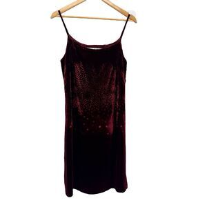 Vintage Max Studio Leonmax Burgundy Velvet Strappy Dress 90's Grunge Size 10 USA